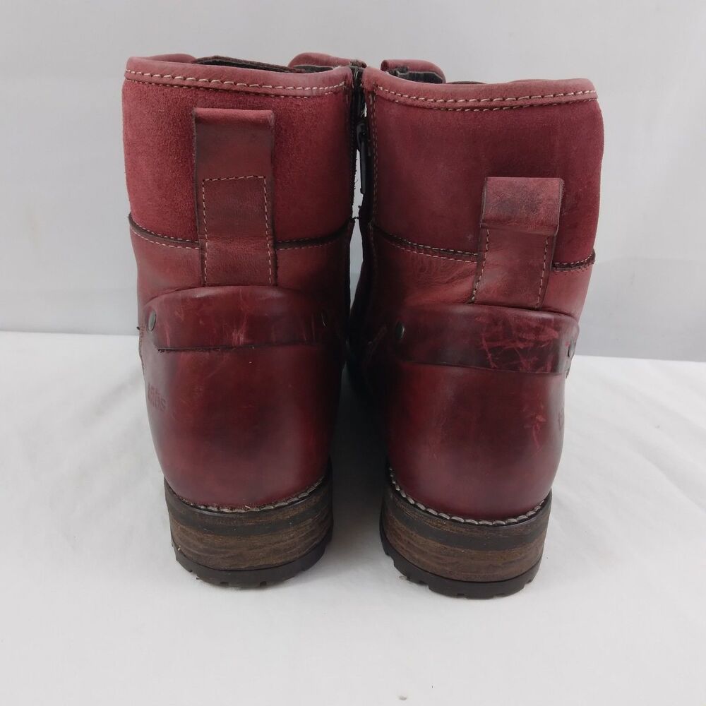 Taos Ringer Red Leather Lace Up Ankle Boots Boho Lagenlook Womens US 7-7.5 EU 38 - Picture 14 of 15